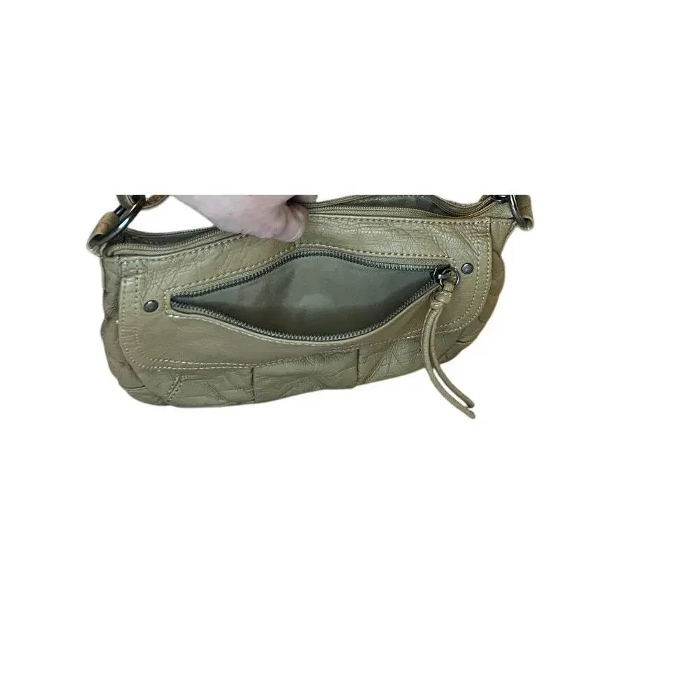Bueno Khaki Tan Leather Crossbody Euro Summer Travel Chic Capsule Coastal Bag